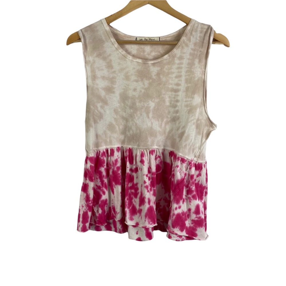 FREE PEOPLE Anytime tank top tie-dye hibiscus pink Extra Small - Picture 3 of 11